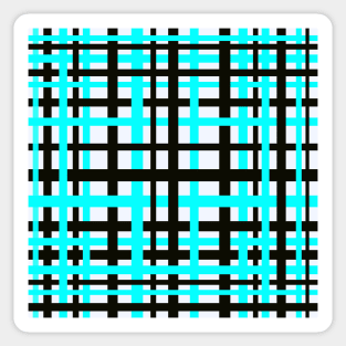 Interlocking Stripes Black White Teal Sticker